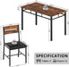 Dining Table Set for 4, Wood Kitchen Table with Upholstered Chairs for Kitchen Room and Small Spaces, Rustic Brown