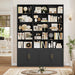 82.3" Triple Wide Bookshelf, Tall Bookcase with 4 Doors, Black