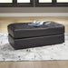 Amiata Contemporary Firmly Cushioned Leather Rectangular Ottoman, Black