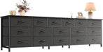 77.6" Long Dresser for Bedroom, 16 Drawer Fabric Dresser for Closet, Wide Chest of Drawers with Storage, TV Stand for 65, 75, 85 Inch TV, 77.6" W X 13" D X 26.4" H, Black