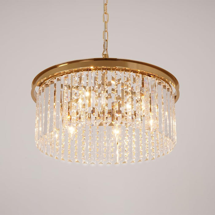 Modern round Gold Chandelier, 8-Light Ceiling Fixture | 20" Small Pedant Lighting Fixture for Bedroom, Dining Room, Kitchen Island