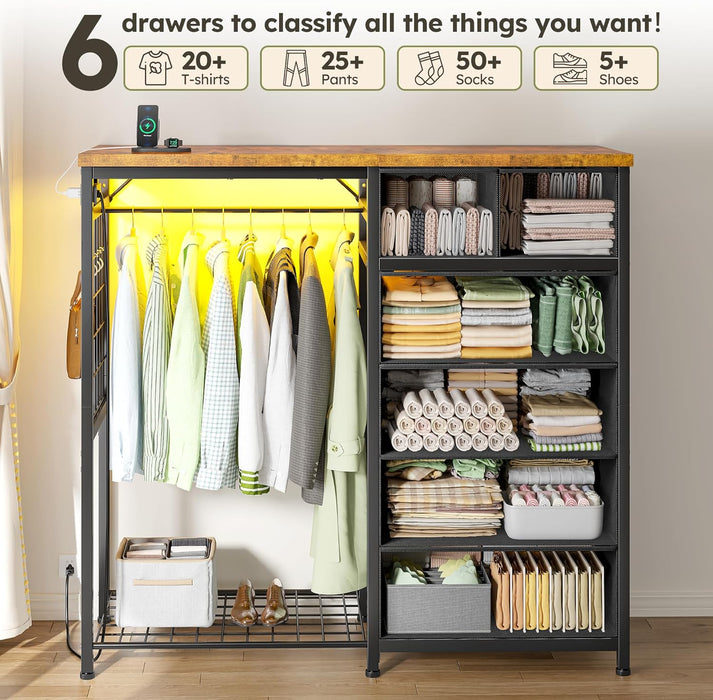 Brown Walnut StorageOrganizer Dresser With RGBLights