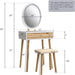 Makeup Vanity Table Set with 3 Modes Adjustable Lighted Mirror Cushioned Stool, Dressing Table for Small Space