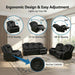 3-Piece Power Reclining Sectional Sofa Set with LED Lights,Air Leather Recliner Couch with USB Power Port,Storage Console/Cup Holder,Recliner Sofa Set for Living Room Furniture,Black