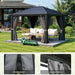 10X12FT Single Hardtop Metal Gazebo Top Outdoor Patio Canopy Galvanized Iron Aluminum Column Garden Tent Curtains Netting for Backyards Decks Lawns,Gray