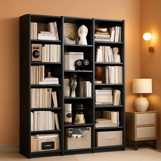 Black 74 Inch ExtraTall Displayable Bookshelf System