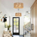 Rattan Chandelier Brushed Nickel Five Light Pendant