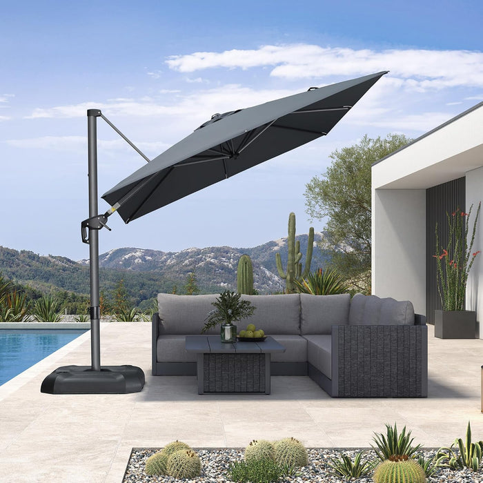 Outdoor Umbrella 8' X 8' Square Premium Sun Protection Grey | Smooth One-Hand Shade Control, Fade Resistant, Premium Aluminum Frame, 5 Tilt to Fit the Sun, Arrives Safe, Built to Last