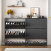 Black Fluted Shoe Cabinet With OpenStorageCompartment