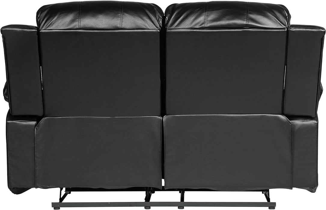 Manual Recliner Loveseat - Black Faux Leather