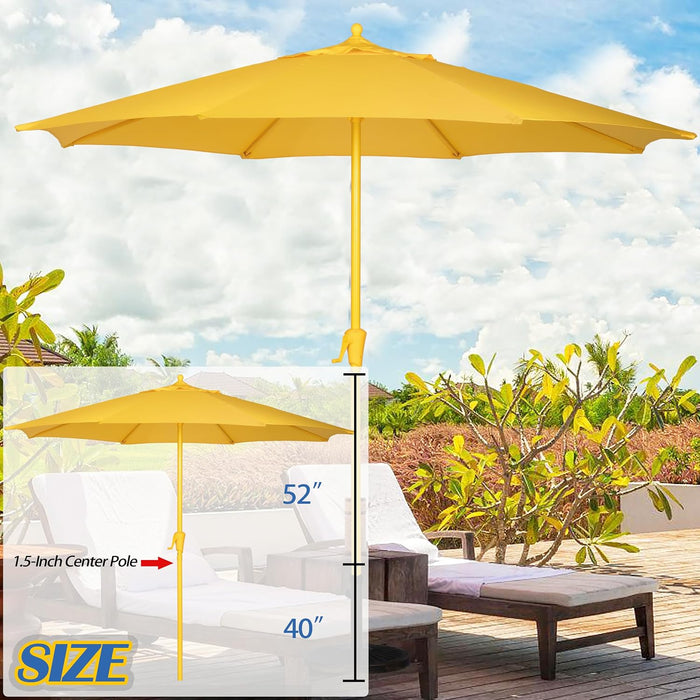 9FT Outdoor Patio Umbrella, Market Table Umbrella with 8 Sturdy Ribs and Crank System, Fade-Resistant & Waterproof for Garden Backyard Poolside Deck