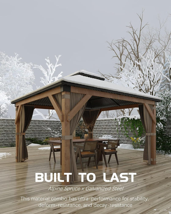 Hardtop Gazebo TenByTenFeet WeatherResistantDoubleRoof