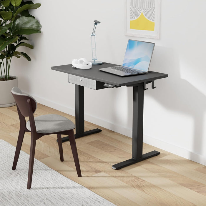 40 X 24 Inches Standing Desk with Drawer, Adjustable Height Electric Stand up Desk with Storage, Sit Stand Home Office Desk, Ergonomic Computer Desk, Black