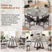 51" round Dining Table Kitchen Dining Room Circle Dinner Pedestal Table for 4 6 8, Space Saving Wood Kitchen & Dining Room Furniture (Grey)