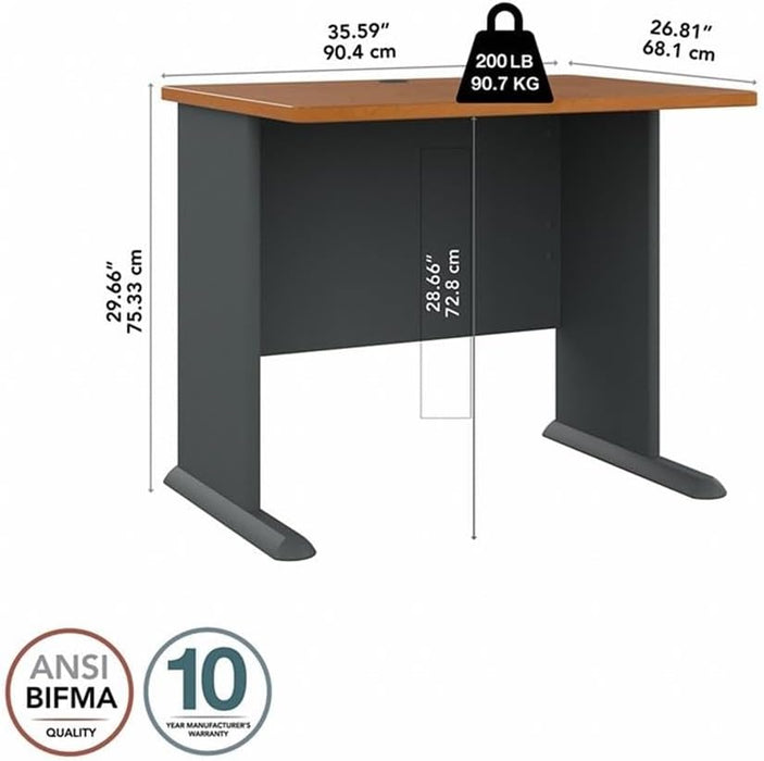 Bush Business Furniture Series a 36W Desk in Natural Cherry and Slate, Compact Workstation for Home or Office, Small Desktop Solution for Limited Workspace