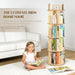 Rotating Solid Pinewood Five Tier Corner Bookshelf