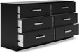 Black Contemporary Six Drawer Dresser Ball Bearing