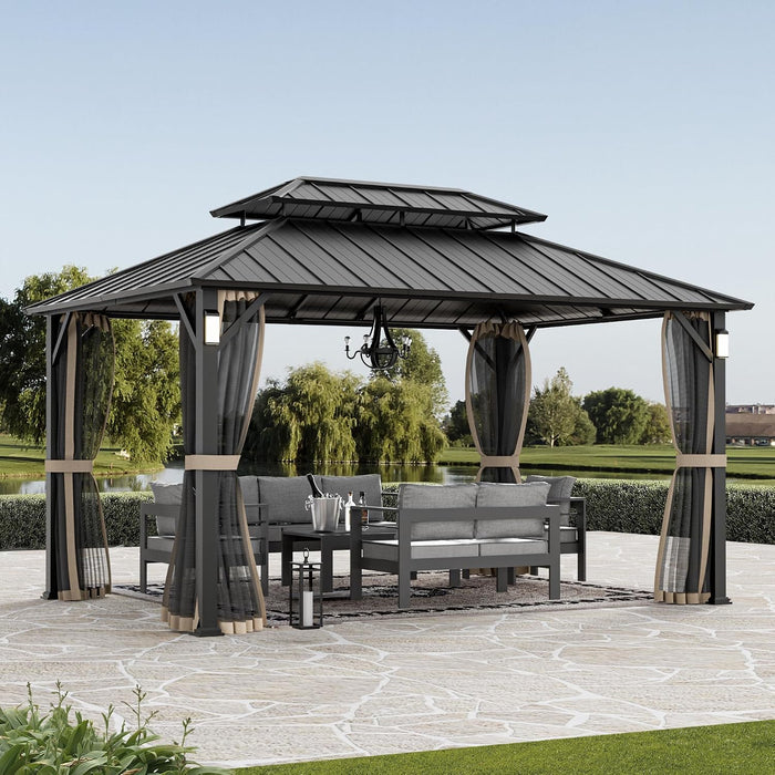 10x14 Black Hard Top Gazebo IndustrialGrade Weatherproof