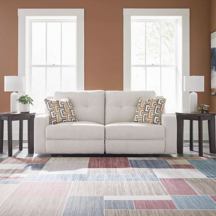 Danum Modern Tufted Manual Reclining Sofa with 2 Accent Pillows, Beige