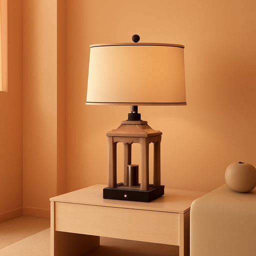 23.75" Farmhouse Dual USB Charging Ports 3-Way Dimmable Touch Control Table Lamp with Nightlight Vintage Modern Lamps for Living Room Bedroom