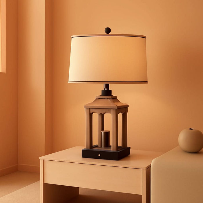 23.75" Farmhouse Dual USB Charging Ports 3-Way Dimmable Touch Control Table Lamp with Nightlight Vintage Modern Lamps for Living Room Bedroom