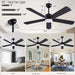 52" Ceiling Fans with Light and Remote,Farmhouse 5 Blades Quiet Reversible DC Motor Ceiling Fans for Modern Indoor/Outdoor/Patio/Living Room/Bedroom(Black/Walnut)