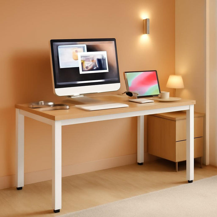 120cm TeakWood White HighGloss Finish Desk Stability