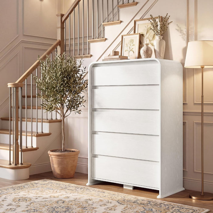 White 5-Drawer Dresser for Bedroom, 50.5" Tall Chest of Drawers