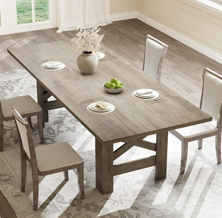 Wood Farmhouse Dining Table for 6-8, Heavy Duty Large Kitchen Table, 70.87" Long Rectangular Dining Room Tables with Strong Legs, Thickness Tabletop, for Big Family, Dinette, Rustic Gray