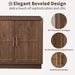 66.5" Sideboard Buffet Cabinet with Storage, Modern Credenza with Arched Doors, Large Wood Accent Cabinet for Living Room Entryway (Walnut)