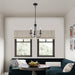 Blackened Steel Three Light Chandelier Living Room