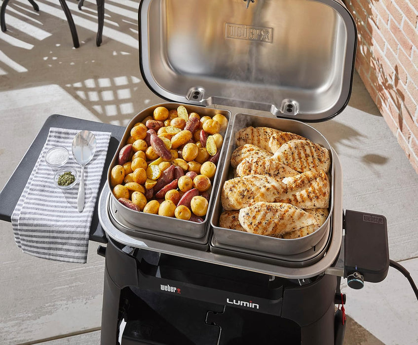 Weber Lumin Versatility Expansion Kit – 4‑Piece Steam, Smoke & Warming Accessory Set for Lumin Electric Grill with Stainless Steel Reservoir and Warming Dishes