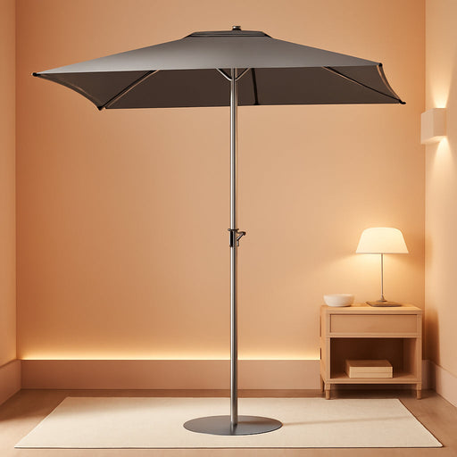 6.6 X 10 Ft Rectangular Patio Umbrella, Outdoor Market Table Umbrella with Push Button Tilt and Crank, Double-Tier Vent, 6 Ribs, Rectangle Patio Umbrella for Backyard, Deck, Pool, Fits 4–6 Chairs and Tables (Grey)