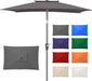 6.6 X 10 Ft Rectangular Patio Umbrella, Outdoor Market Table Umbrella with Push Button Tilt and Crank, Double-Tier Vent, 6 Ribs, Rectangle Patio Umbrella for Backyard, Deck, Pool, Fits 4–6 Chairs and Tables (Grey)