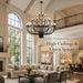 Large Chandelier for High Ceilings, 48-Light Black Wagon Wheel Chandelier, 47.2 Inch 3-Tier Extra Farmhouse Dining Room Light Fixture for Foyer, Living Room, Entryway