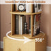 5-Tier Wood Rotating Bookshelf with Drawer & Lockable Wheels, Natural