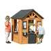 Cedar Wooden Playhouse Light Brown with Wide Windows and Accessories