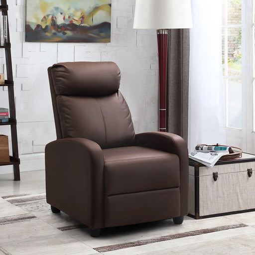 Massage Recliner Chair Single Sofa Chair Small Recliner PU Leather Living Room Sofa,Brown