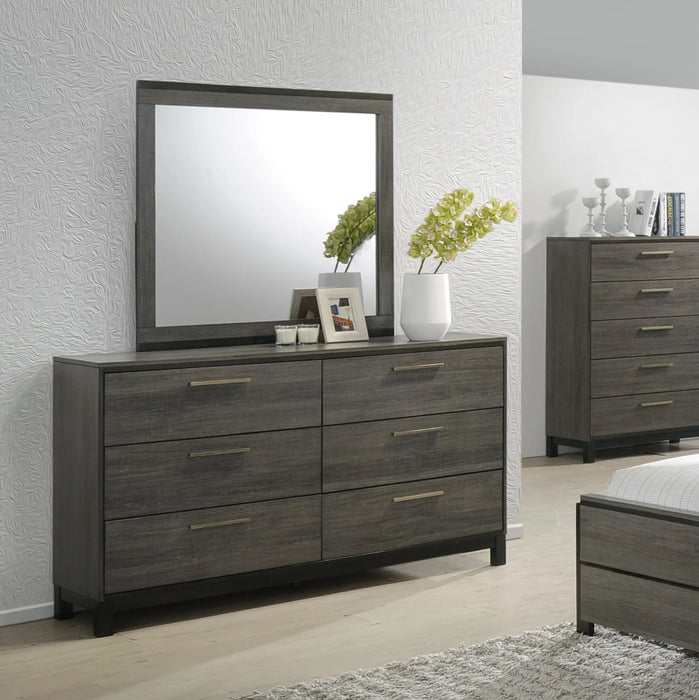 Roundhill Ioana Antique Grey Finish Wood 6 Drawers Dresser and Mirror