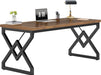63" Large Industrial Executive Desk with Extra Thickened Tabletop & Metal Frame, Heavy-Duty 300 Lb Capacity Home Office Desk for Study Room, Dorm, Bedroom – Vintage Brown & Black