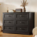 47" 6 Drawer Dresser, Black Wide Chest of Drawers for Bedroom