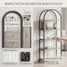 71" Arched Bookcase, 5-Tier Industrial Bookshelf with Metal Frame, Tall Storage Display Shelf for Living Room, Bedroom, Home Office, Gray