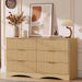 Bedroom Dresser, 47.2" Fluted Wood Dressers, 6 Drawer Dresser