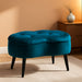 Tufted Oblong Velvet Ottoman - Mid Century Modern Design Furniture with Steel Legs - Soft, Compact, Padded Foot Stool for Living Room, Office and Bedroom- Teal Velvet, 22.5X15 Inches