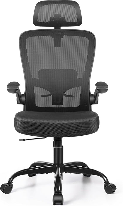 Office Chair, Desk Chair with Adjustable Lumbar Support, Ergonomic Computer Chair with High Back and Armrest, Adjustable Height Gaming Chair Home Office Swivel Chair(Black)