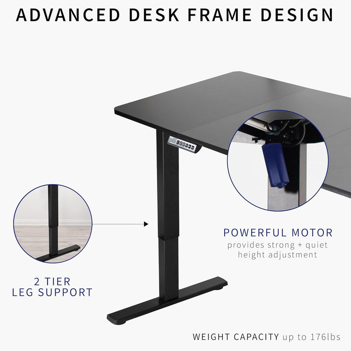 Electric 71 X 30 in Standing Desk, Memory Height Adjustment, 1B Series, Dark Gray Top Black Frame, DESK - KIT - 1B7G - ShipItFurniture