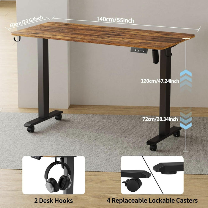 Electric Height Adjustable Standing Desk with Casters - ShipItFurniture