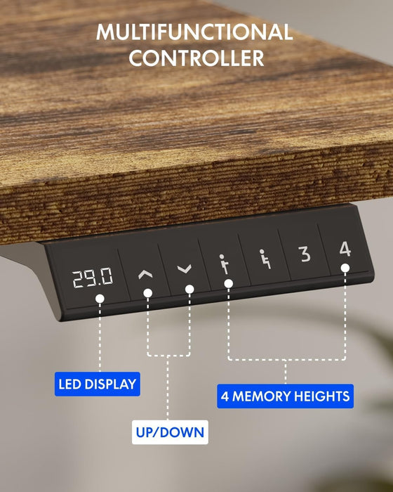 Electric Height Adjustable Standing Desk with Monitor Riser - ShipItFurniture