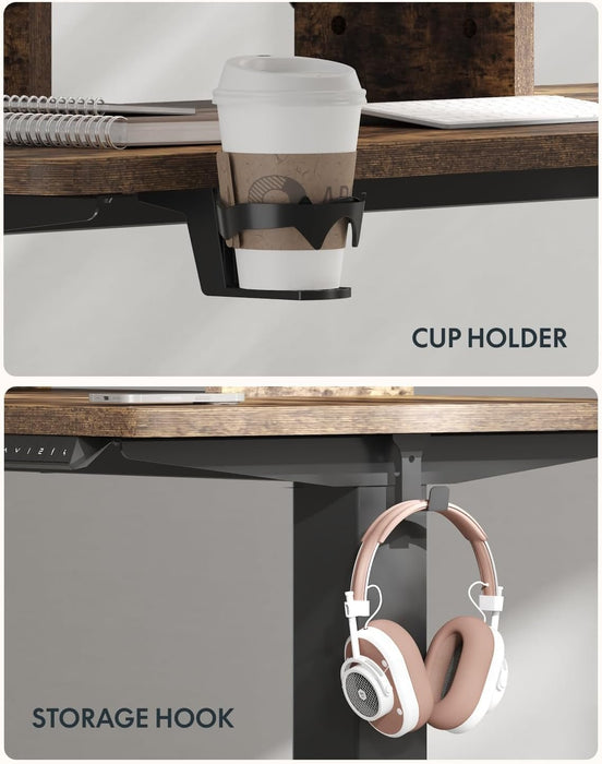 Electric Height Adjustable Standing Desk with Monitor Riser - ShipItFurniture