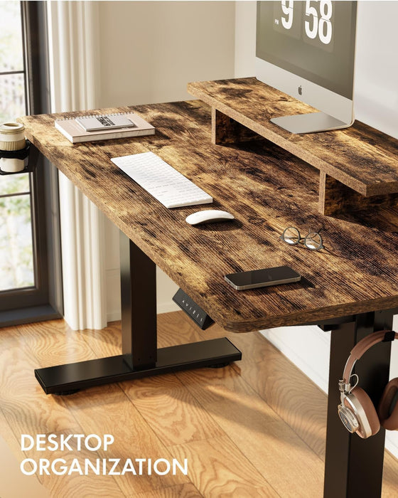 Electric Height Adjustable Standing Desk with Monitor Riser - ShipItFurniture